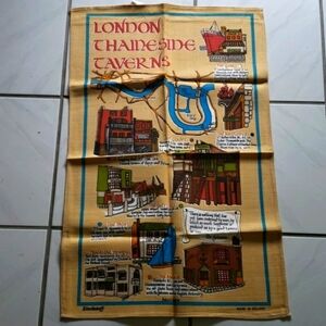 Unique vintage "London Taverns" kitchen towel